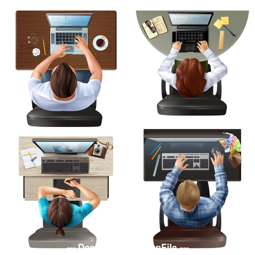 Office top view vector free download