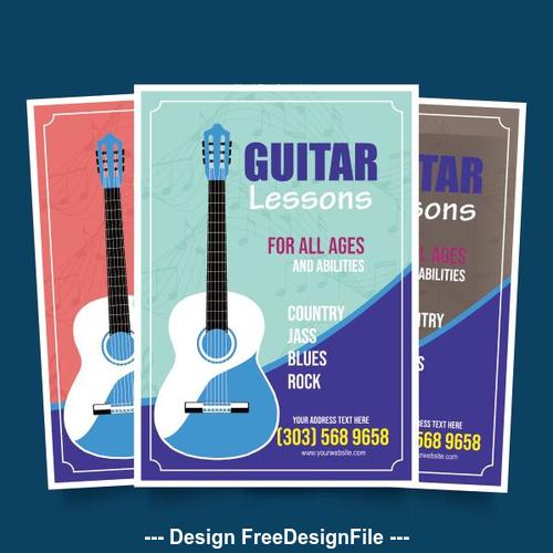 Guitar lessons poster vector free download
