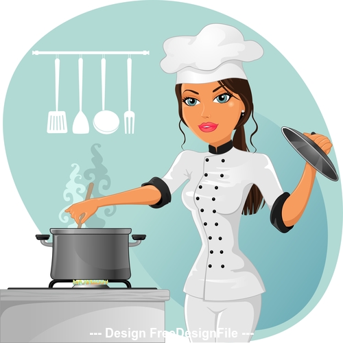 Female chef cartoon vector free download