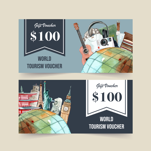 Travel coupon vector free download