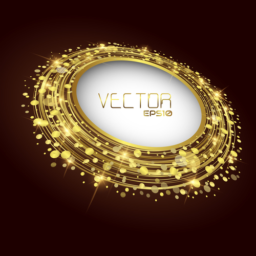 Flat gold round frames vector free download