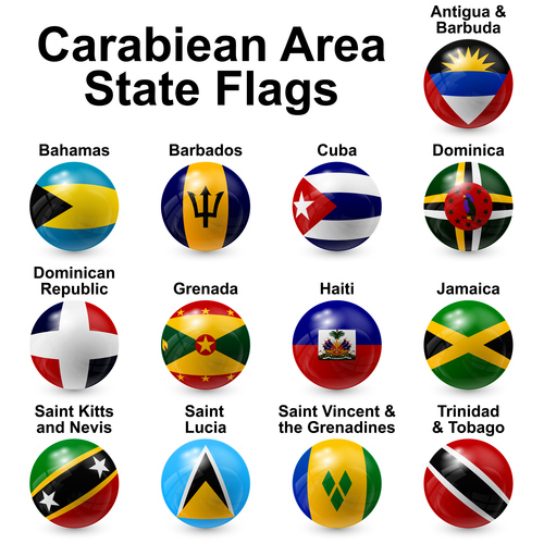 Caribbean area state flags vector free download