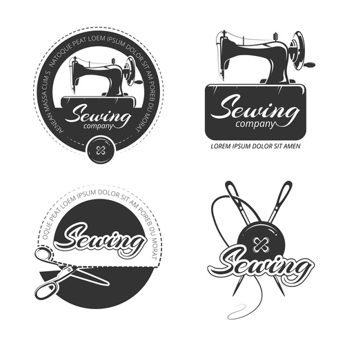 Sewing machine company emblem vector free download