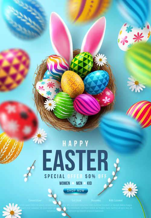 Easter poster flyer vector free download