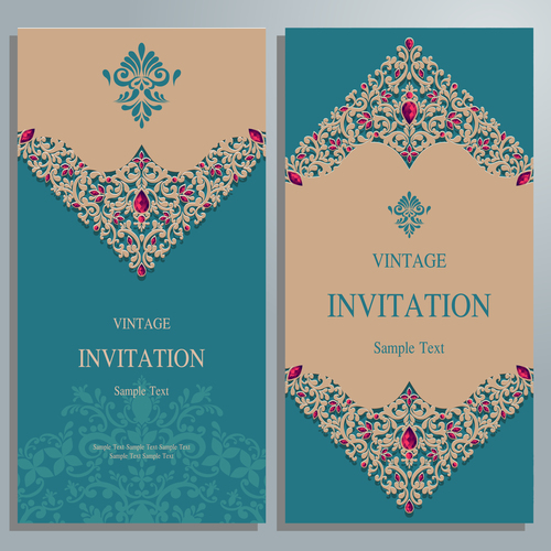 Blue background invitation card vector free download