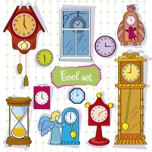 Cartoon vintage clock vector free download