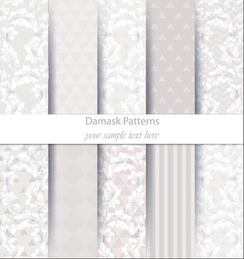 Light gray damask patterns vector free download