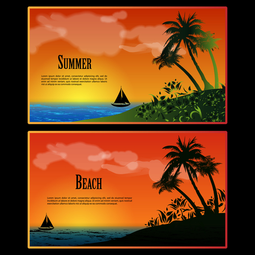 Beach banner vector free download