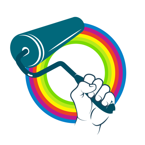 Paint roller in hand design logo vector free download