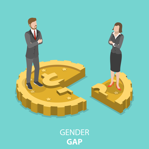 Gender gap cartoon illustration vector free download