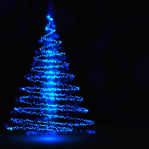 Blue light christmas tree vector free download