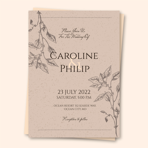 Rustic wedding invitation vector free download