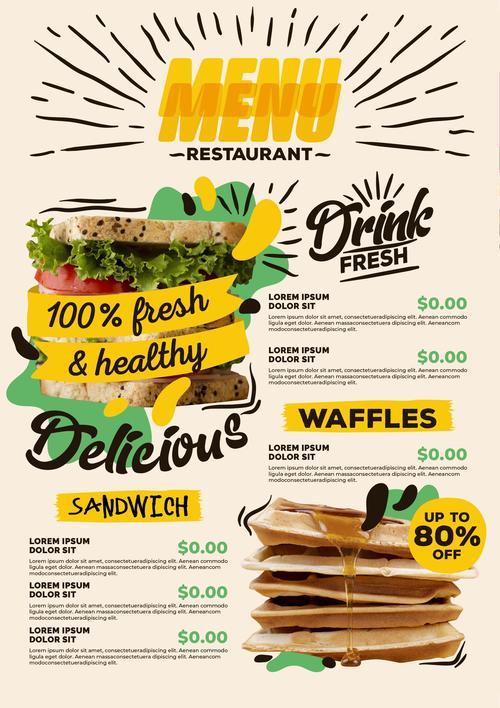 Menu modern restaurant design vector free download