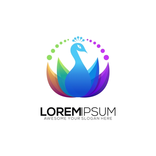 Peacock gradient color logo vector free download