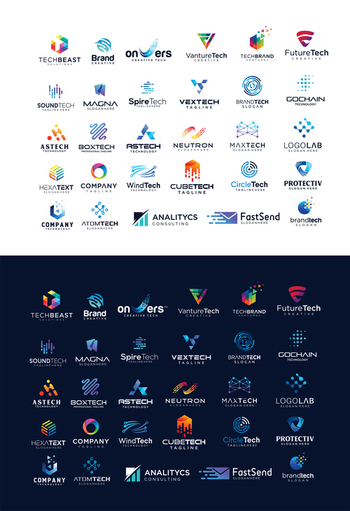 Modern tech logo collection vector free download