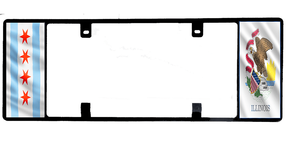 Chicago & Illinois State Flag License Plate Frame Freedom Flag Frames
