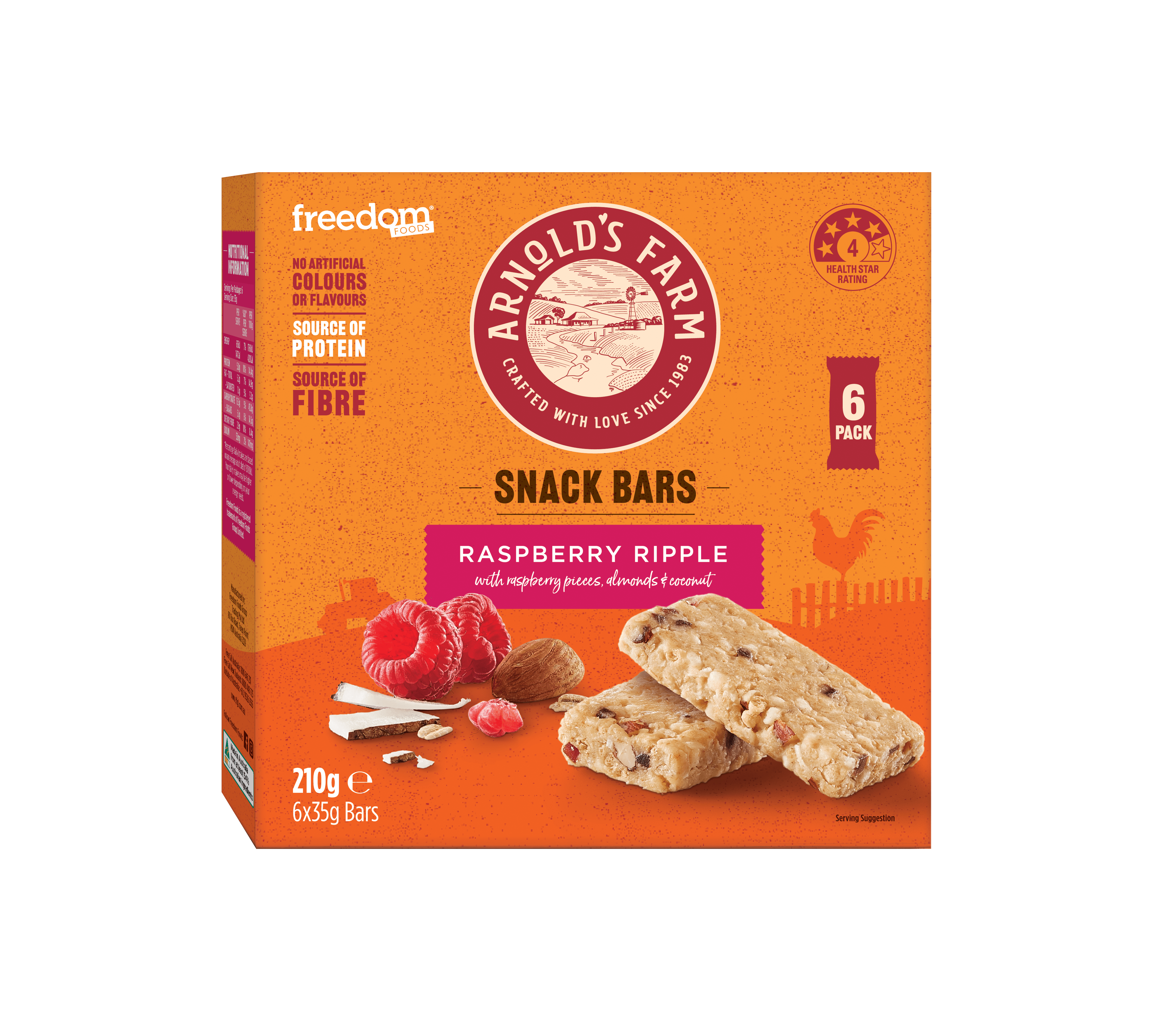 AF Snack Bars RASPBERRY 210g Freedom Foods