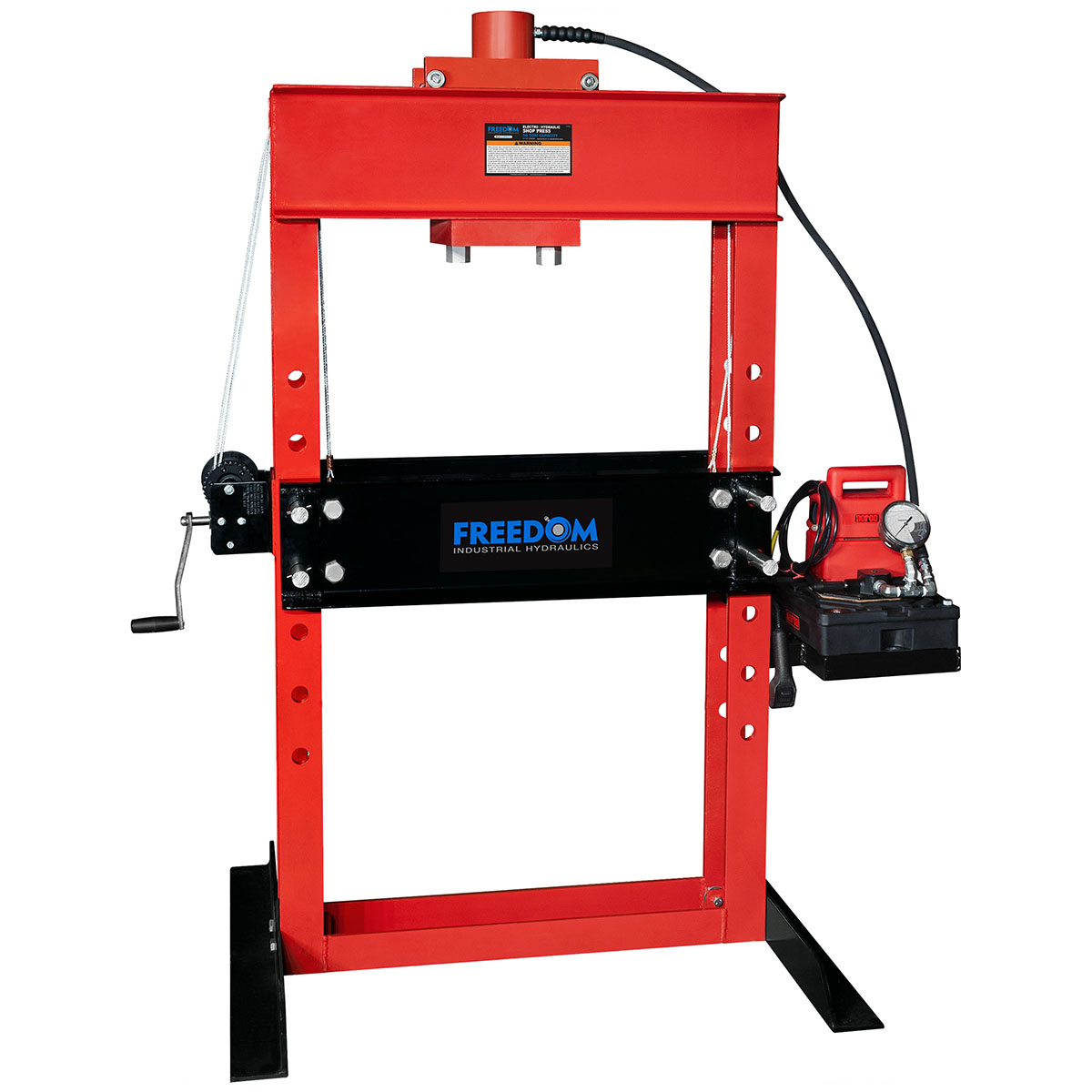 50 Ton Capacity Shop Press, Electric Operated Hydraulic Pump, With 13 1/4″ Stroke Cylinder