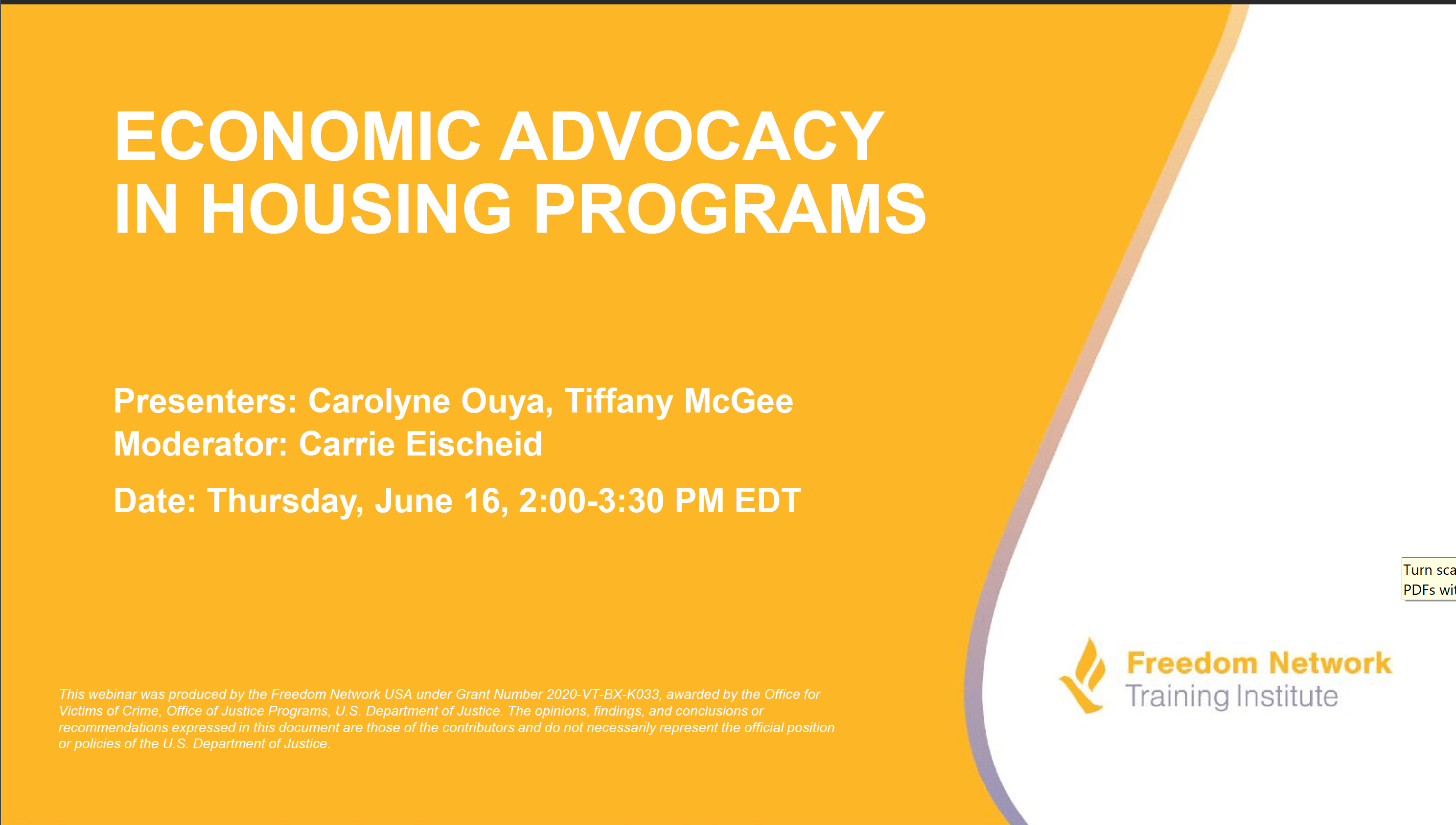 Economic Advocacy in Housing Programs Freedom Network USA