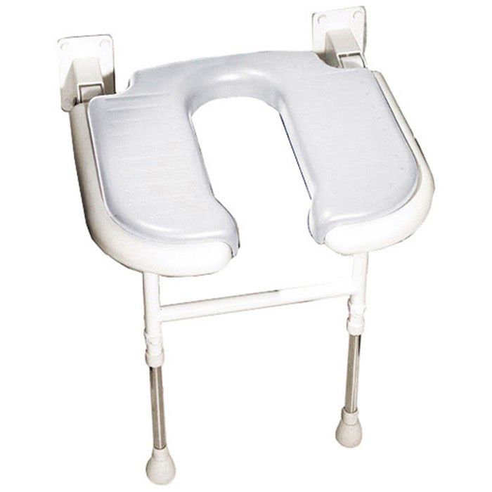 Wide Ushaped Folding Shower Seat Gray Pad (23" x 19⅛")