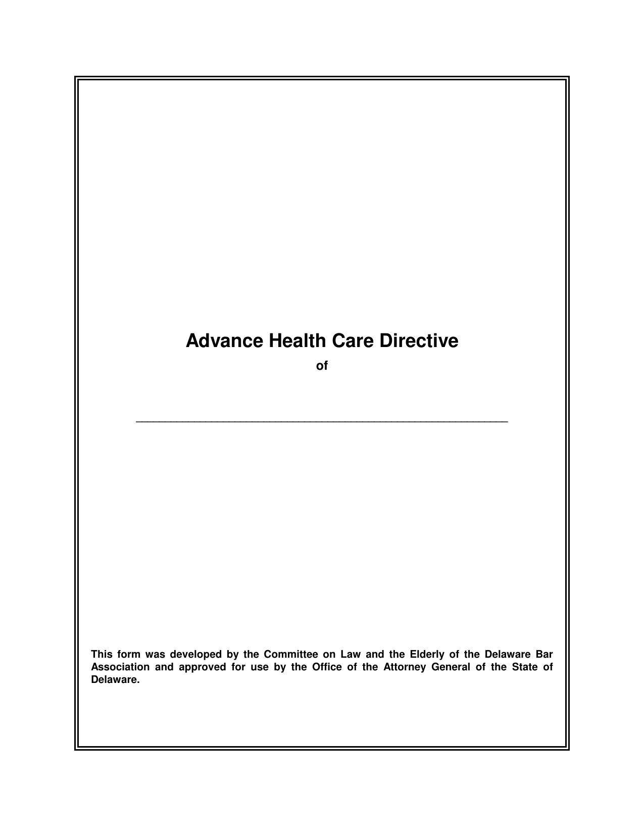 Download Delaware Living Will Form Advance Directive PDF