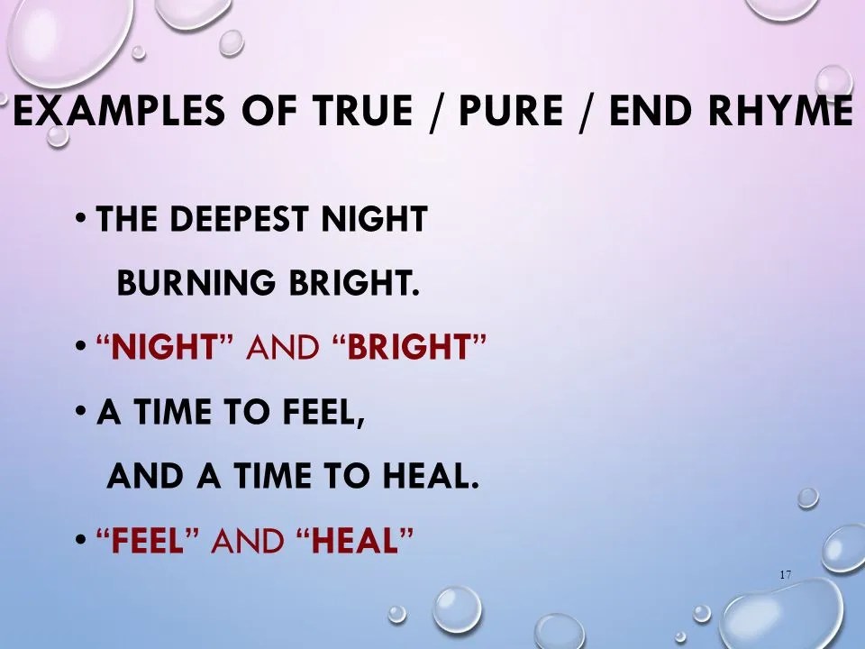 Literary Devices Pure Rhyme