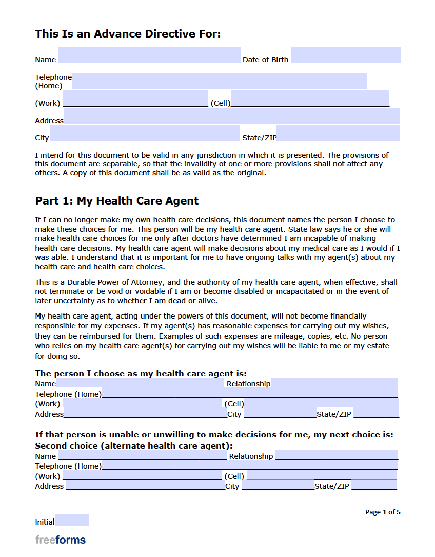 Free Missouri Advance Directive Form (Medical POA & Living Will) PDF