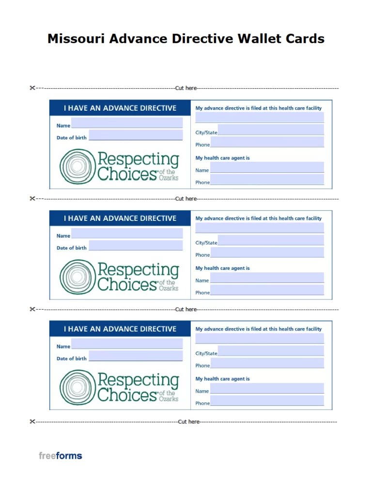 Free Missouri Advance Directive Form (Medical POA & Living Will) PDF