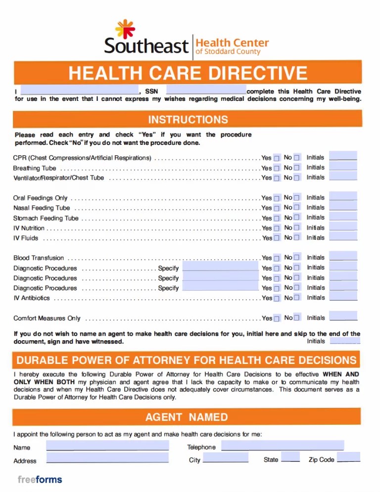 Free Missouri Advance Directive Form (Medical POA & Living Will) PDF