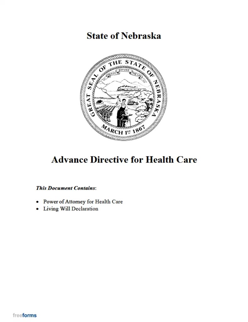 Free Nebraska Living Will Form PDF