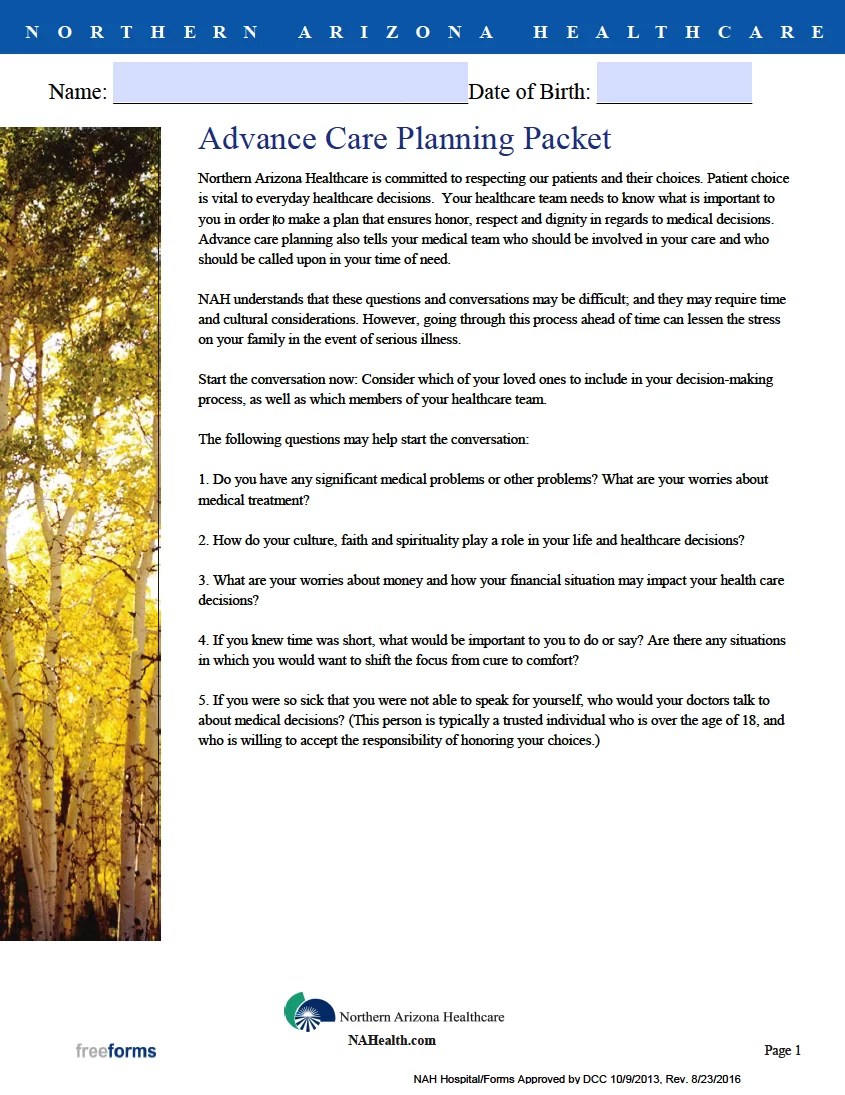 Free Arizona Advance Directive Form PDF