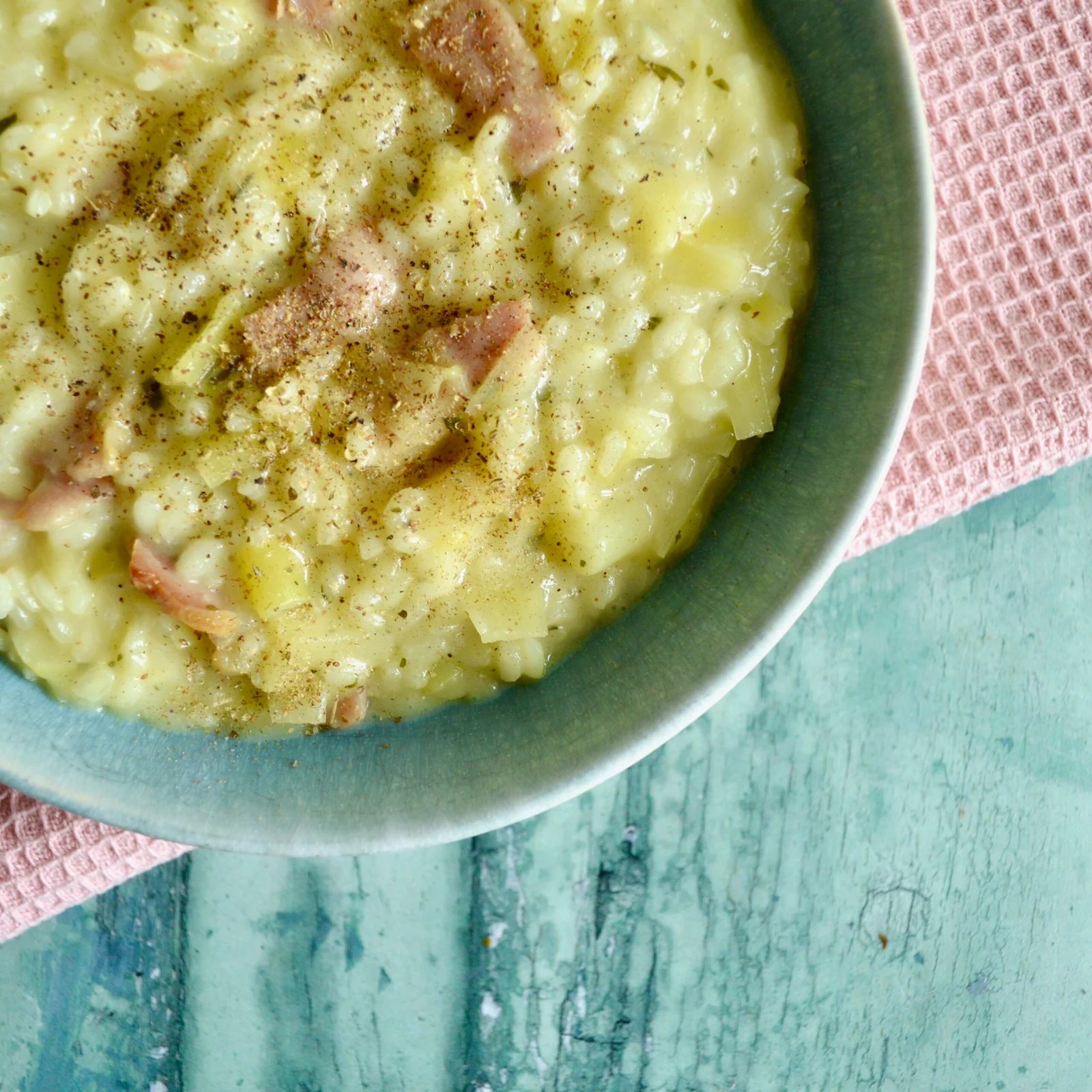Leek & Bacon Risotto (Gluten Free, Dairy Free)