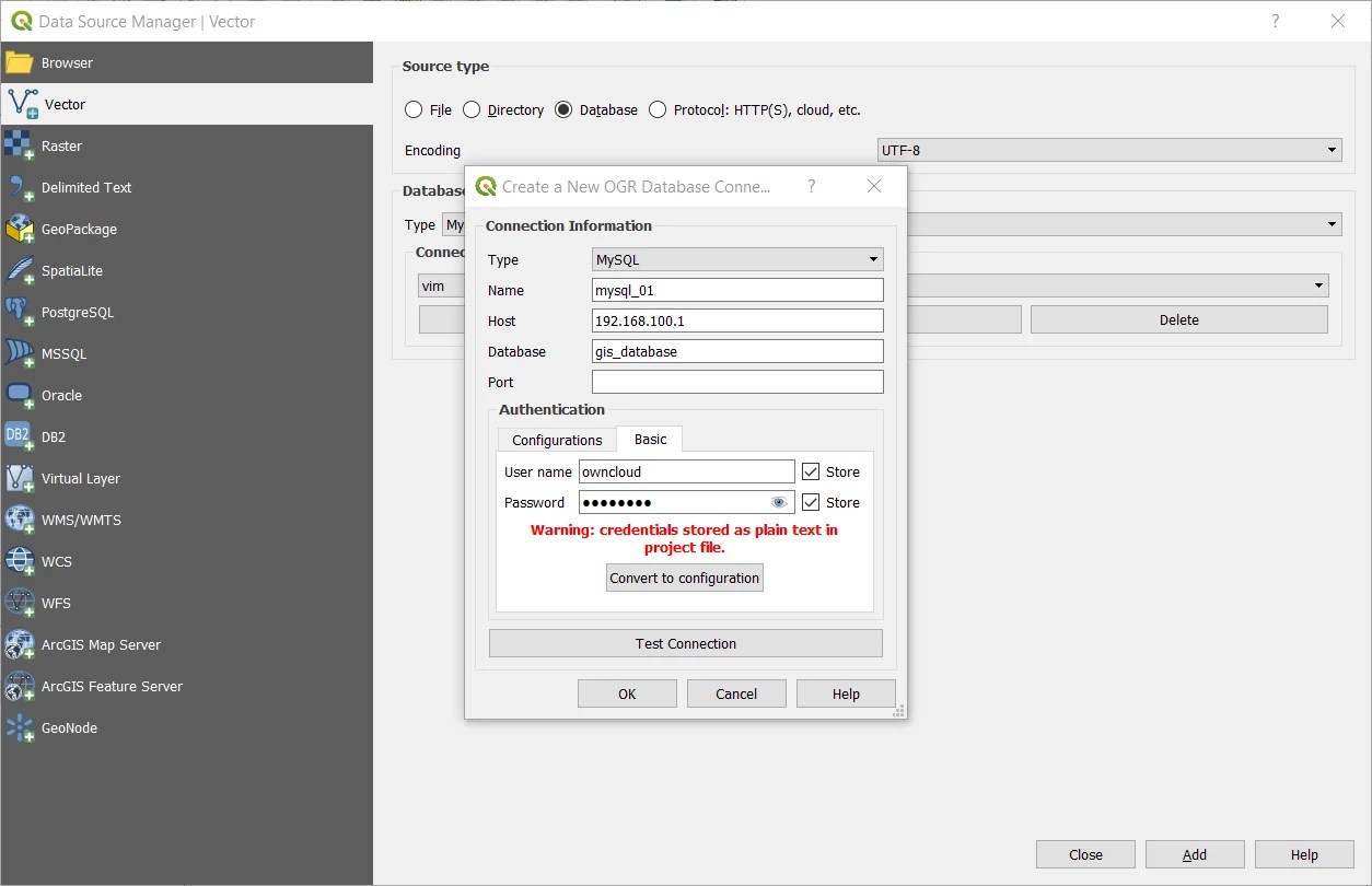 configure Mysql connection details GIS Tutorial