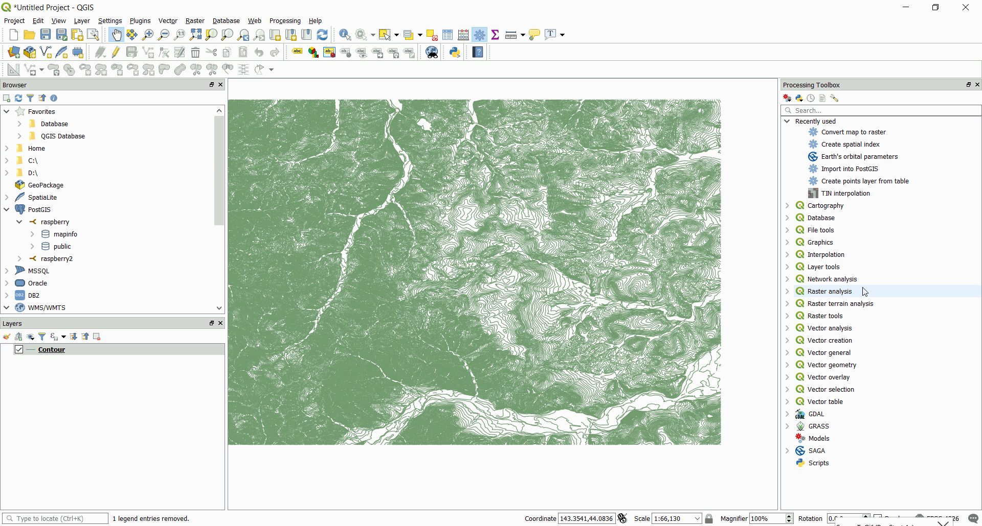 Exporting contours layer to PGAdmin