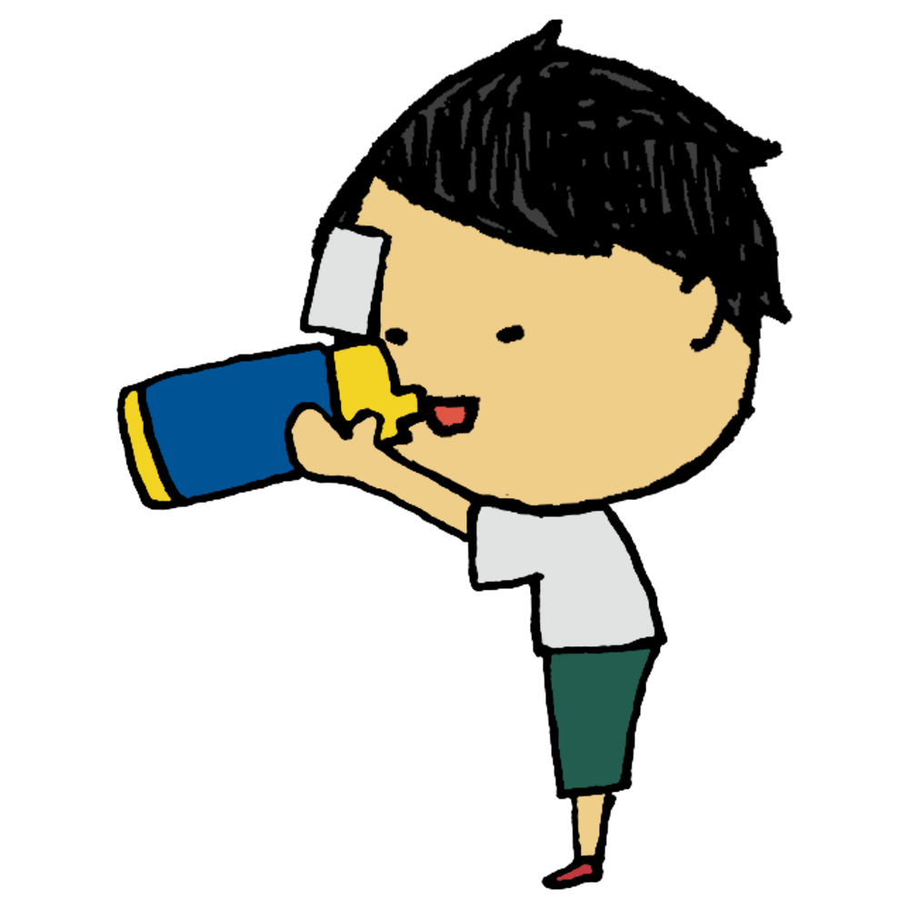 水を飲む男性のイラスト｜商用可・フリーイラスト素材｜ソコスト 水筒で飲み物を飲む男の子のフリーイラスト | フリーイラスト・クラシック（フリクラ）