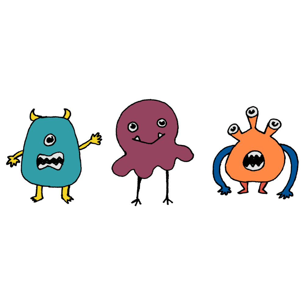 かわいいピーカブー モンスター ベクトル図 - モンスターのベクターアート素材や画像を多数ご用意 - Istock 3体のモンスターのフリーイラスト | フリーイラスト・クラシック（フリクラ）