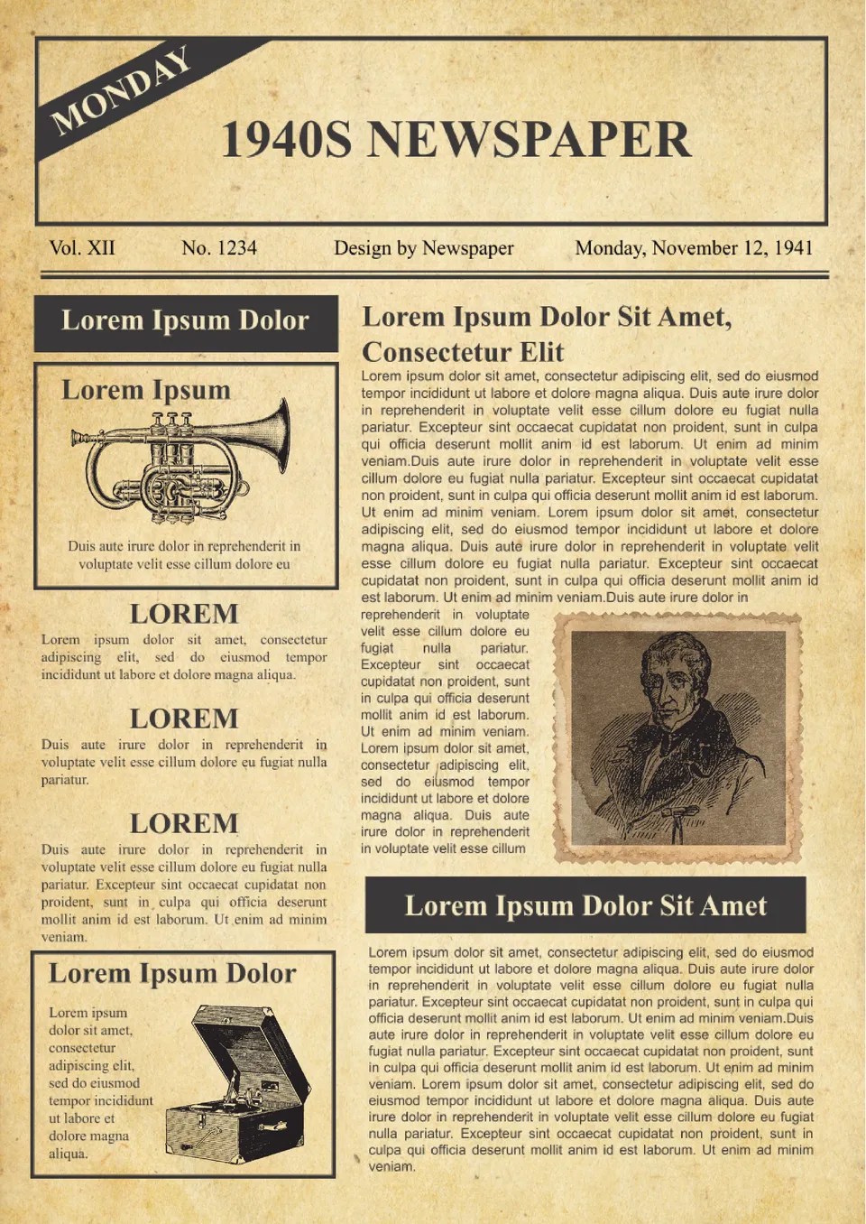 1940s Newspaper Template Compatible With Google Docs