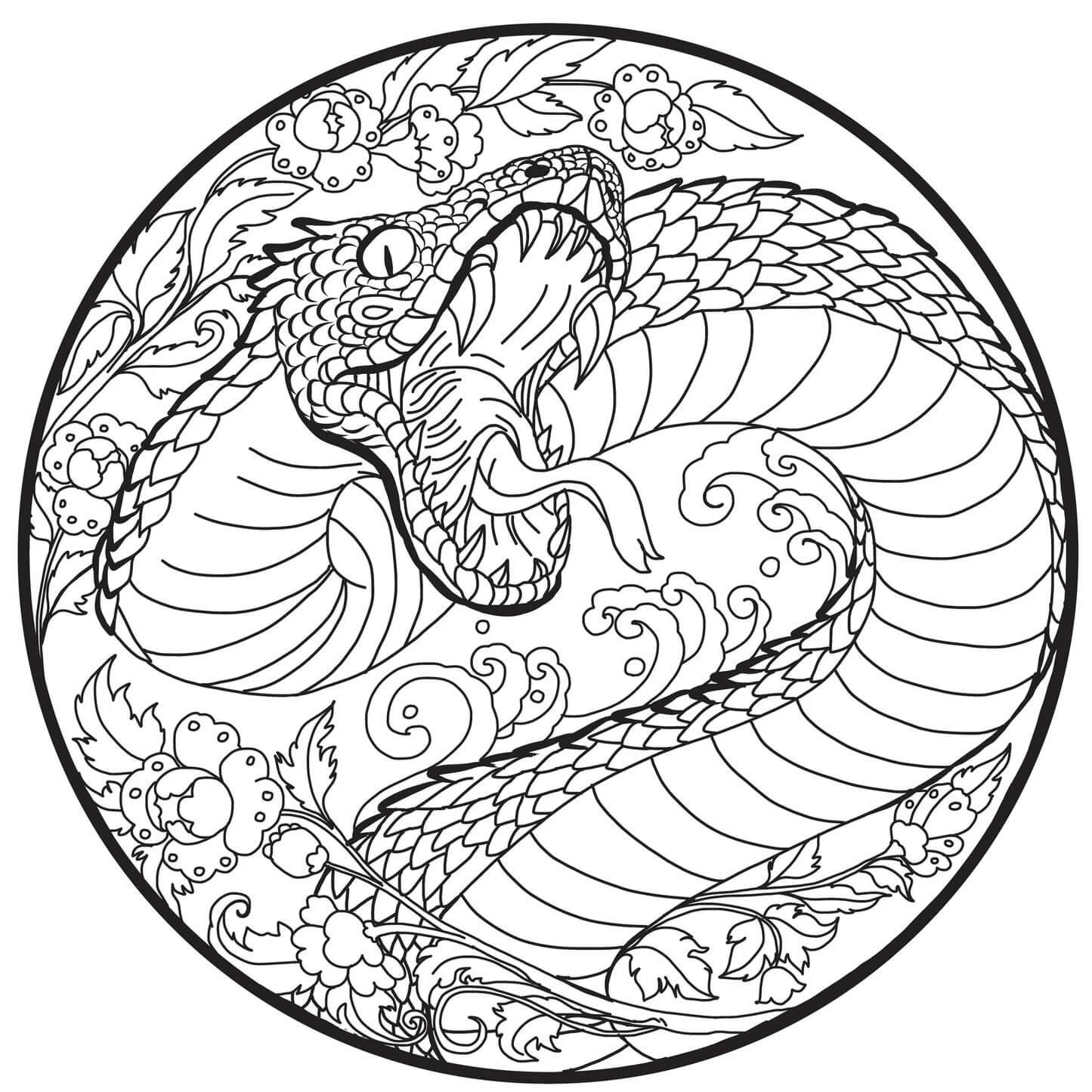 Mandala Monster Snake Coloring Page Download, Print Now!