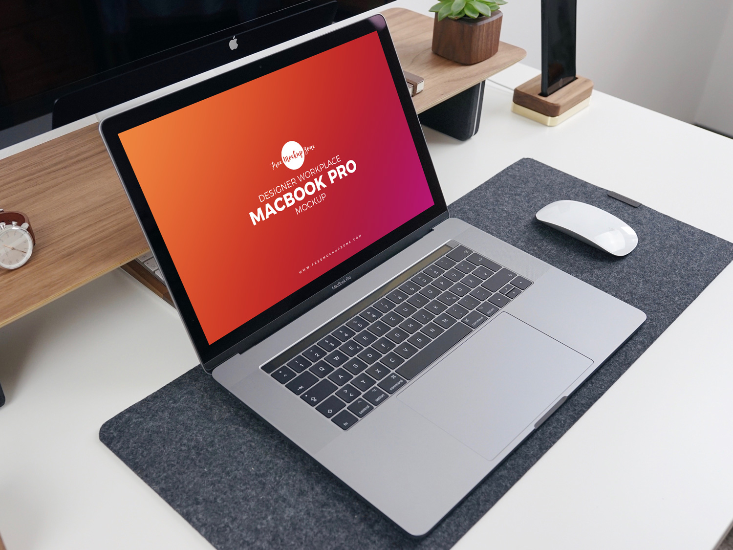 Free Designer Workplace MacBook Pro Mockup PSD 2018Free