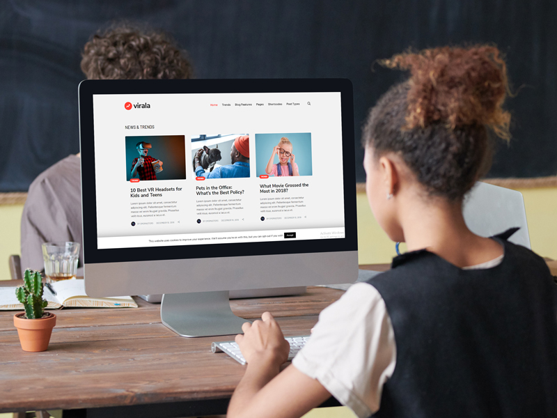 Free Girl Working on Computer Website Mockup Free Mockup