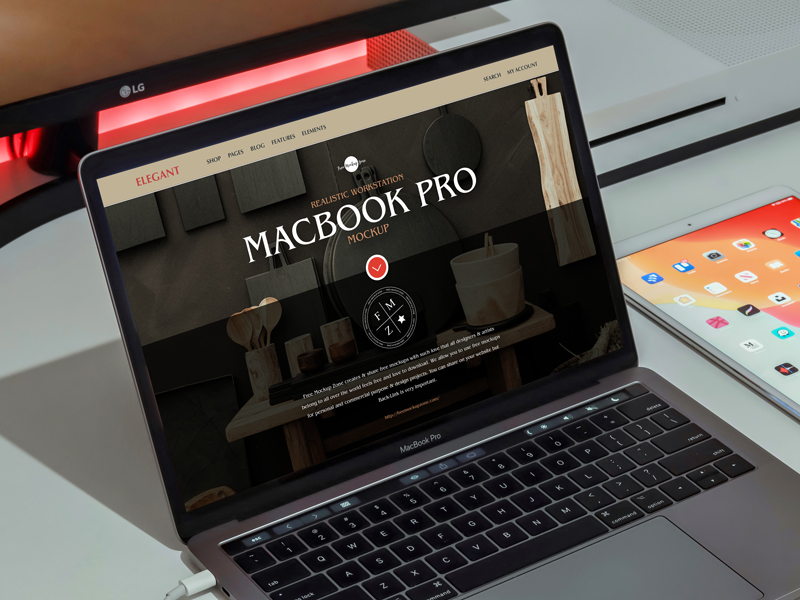 Free Realistic Workstation MacBook Pro Mockup Free Mockup Zone