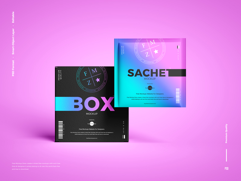 Free Sachet With Box Packaging Mockup Free Mockup ZoneFree Mockup Zone