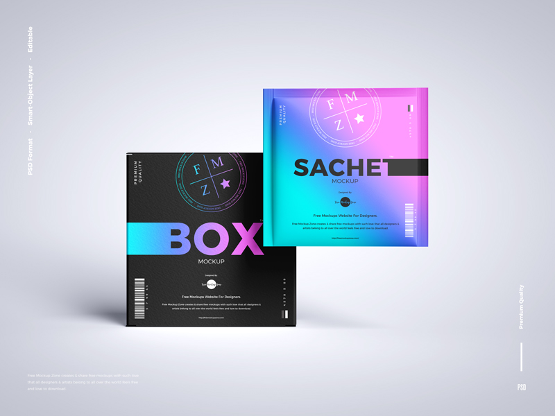 Free Sachet With Box Packaging Mockup Free Mockup Zone