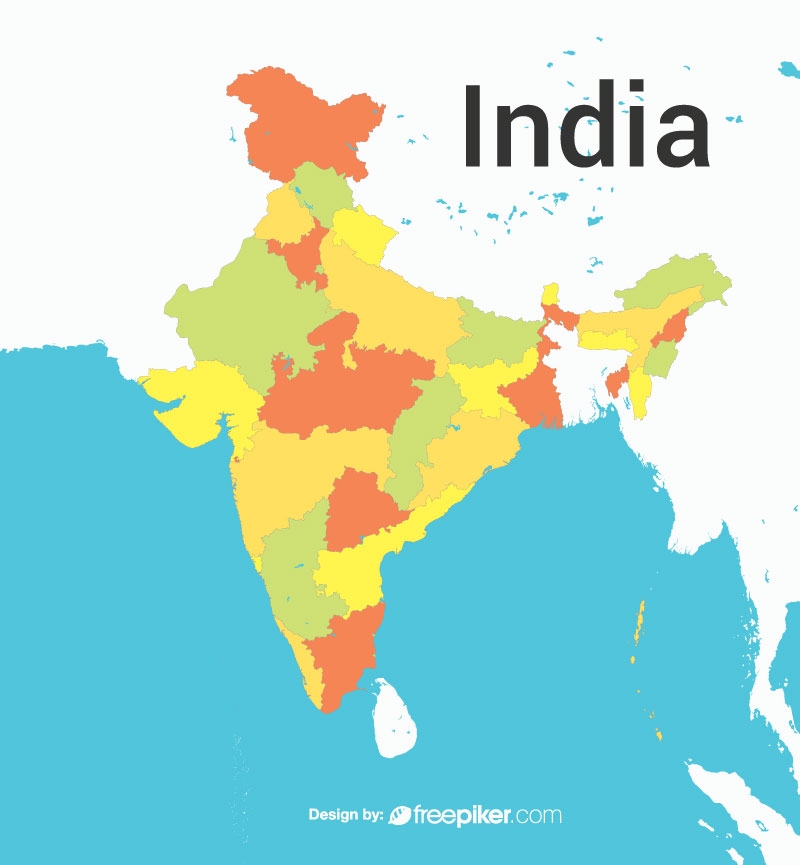 Freepiker india map colorfull vector design