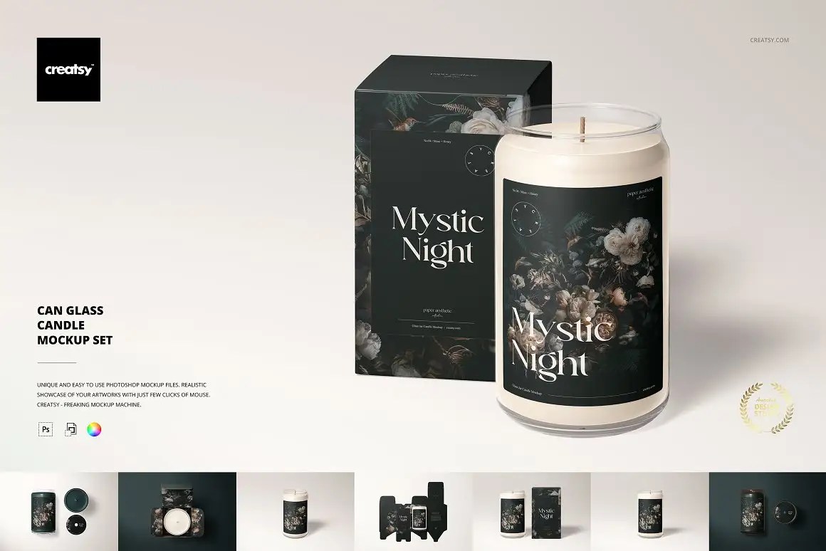 Premium Can Glass Candle Mockup Set Showcase
