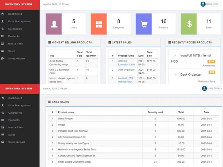 Inventory Management System in PHP with Source Code for free