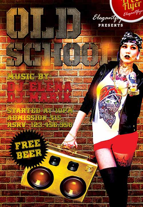 FreePSDFlyer Download the 80´s Old School Party Free Flyer Template
