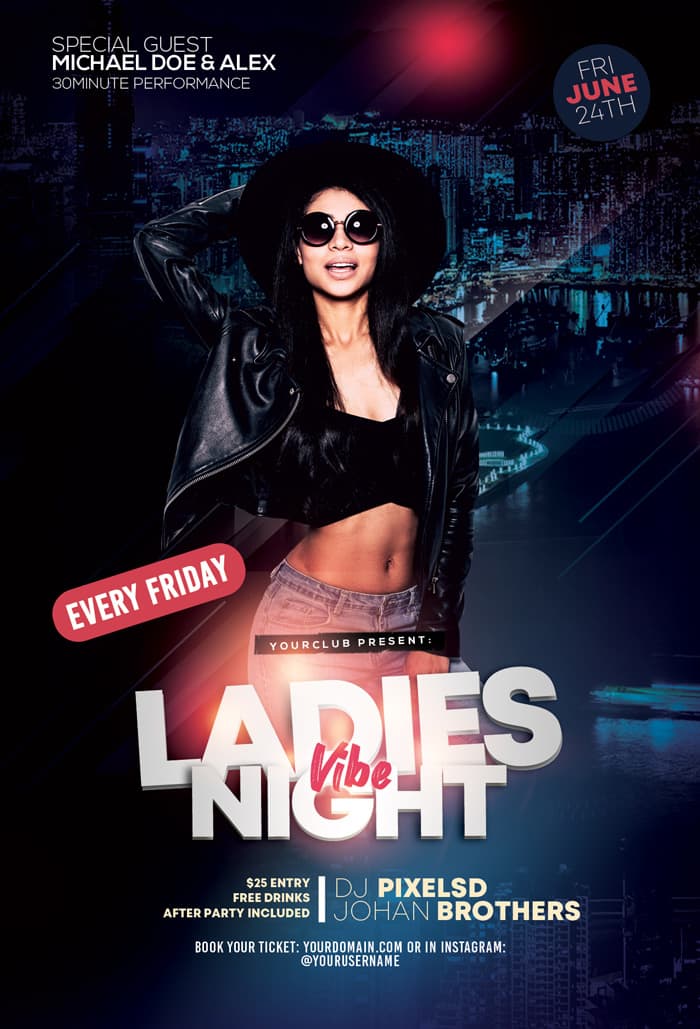 Free Ladies Night Event Flyer PSD Template Freebie PSD