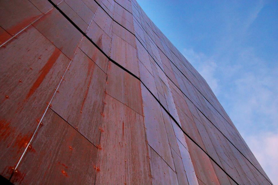 Free Stock Photo of Looking up at a copper wall Download Free Images