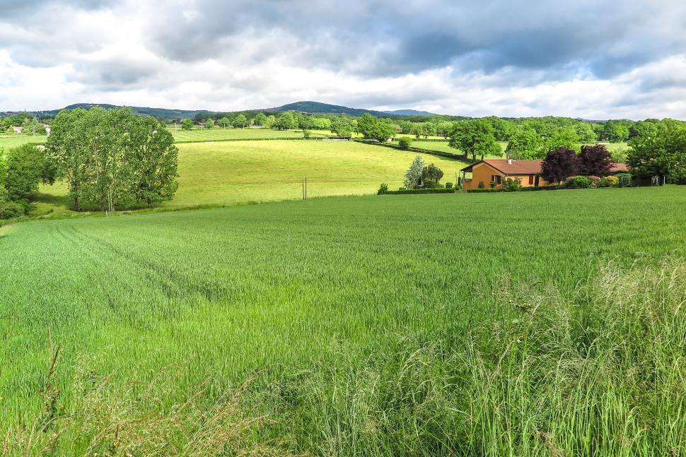 Free Stock Photo of Rolling fields with house Download Free Images